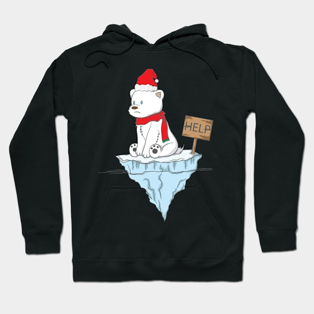 Polar bear needs help on ice floe Hoodie by dieEinsteiger